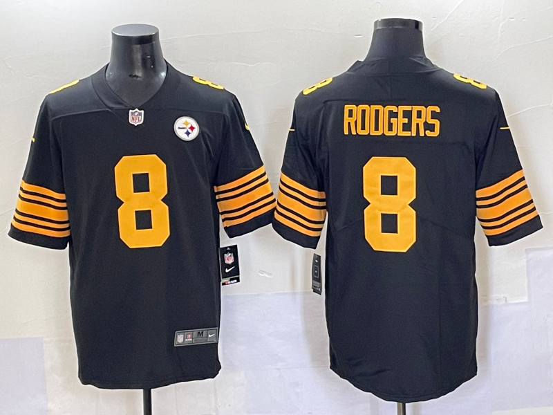 Men Pittsburgh Steelers #8 Rodgers Black Nike Limited NFL 2025 Jersey 001